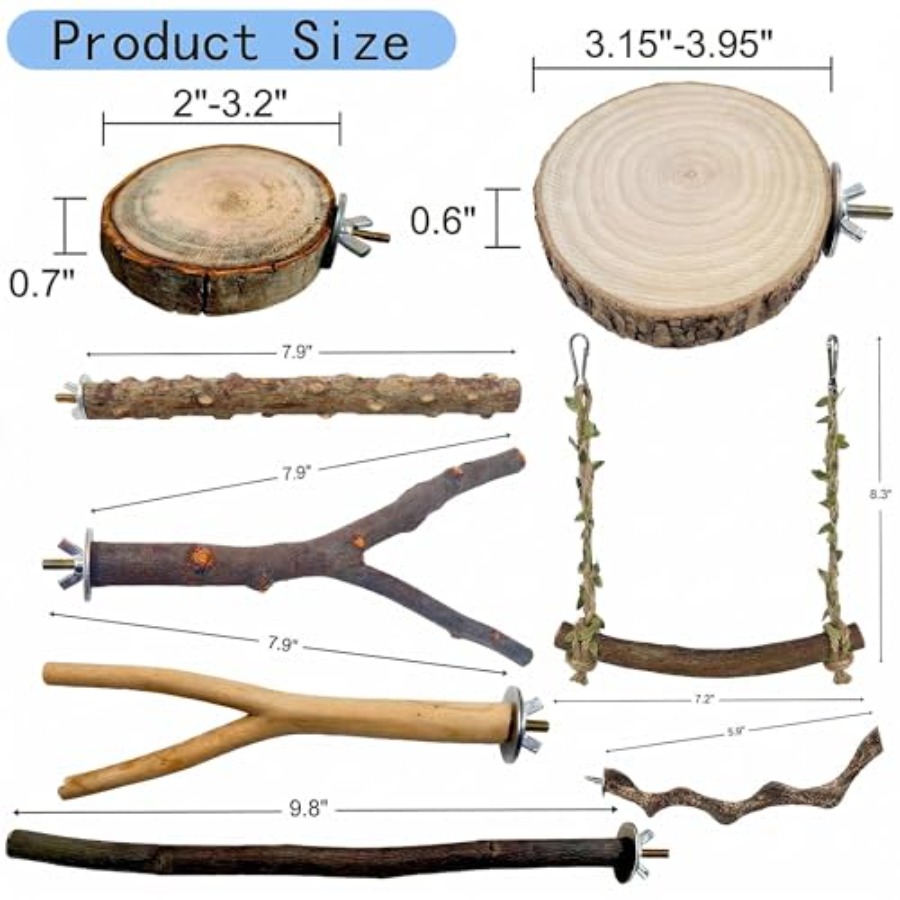 8PCS natural wood bird perches - Health & Wellness Studio review and price