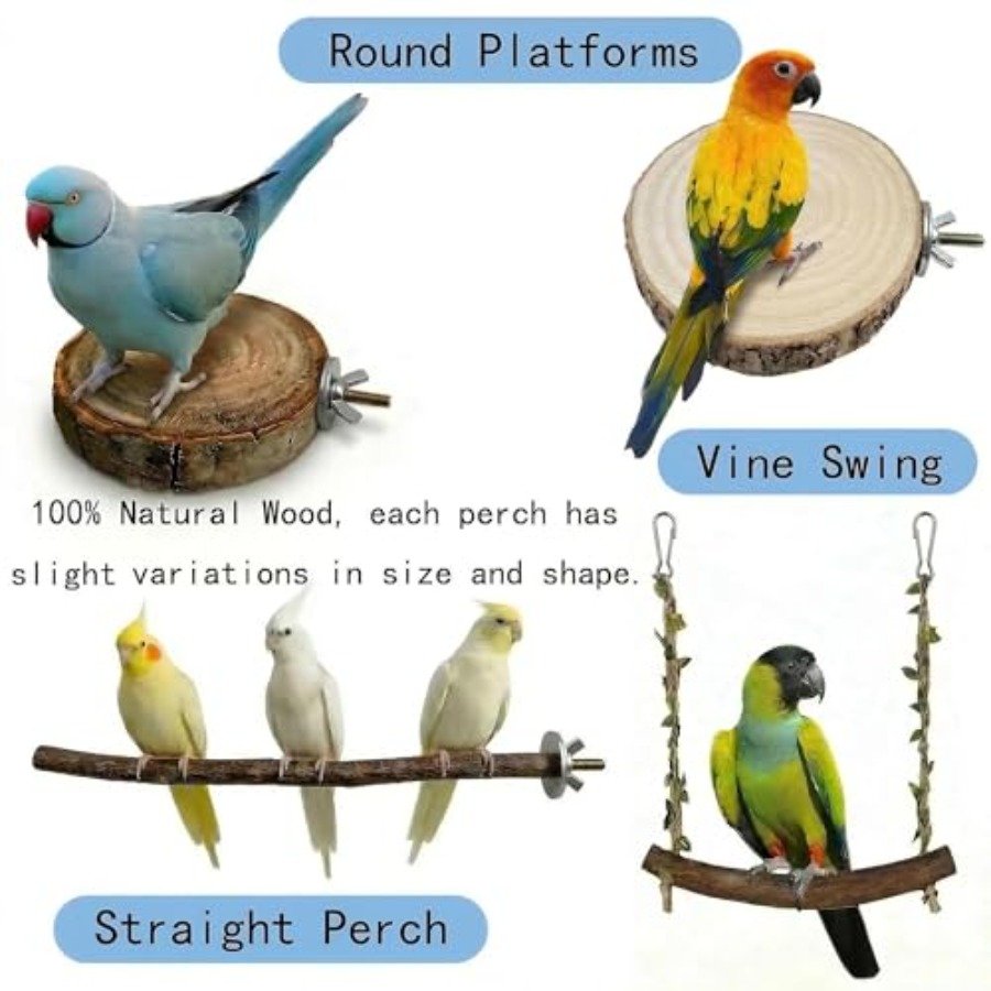 8PCS natural wood bird perches - Health & Wellness Studio review and price